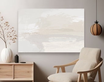 Oversized Beige Abstract Canvas Print: Modern Minimalist Wall Art-Original,Neutral,Earthy,Zen,Painting-Calm,Framed,Grey,Wabi Sabi,Decor,Gift