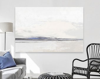 Wall Art Blue- Large,Oversized,Horizontal,Abstract Painting-Vertical,Framed,Canvas,Modern,Minimalist,Print-Original,Beige,White,Black,Decor