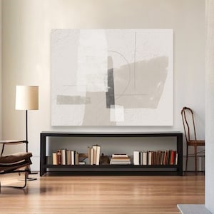 Wabi Sabi Art Work-Large,Original,Textured Look,Framed,Abstract Painting-Modern,Minimalist,Wall,Art-Neutral,Beige,White,Gray,Canvas,Print