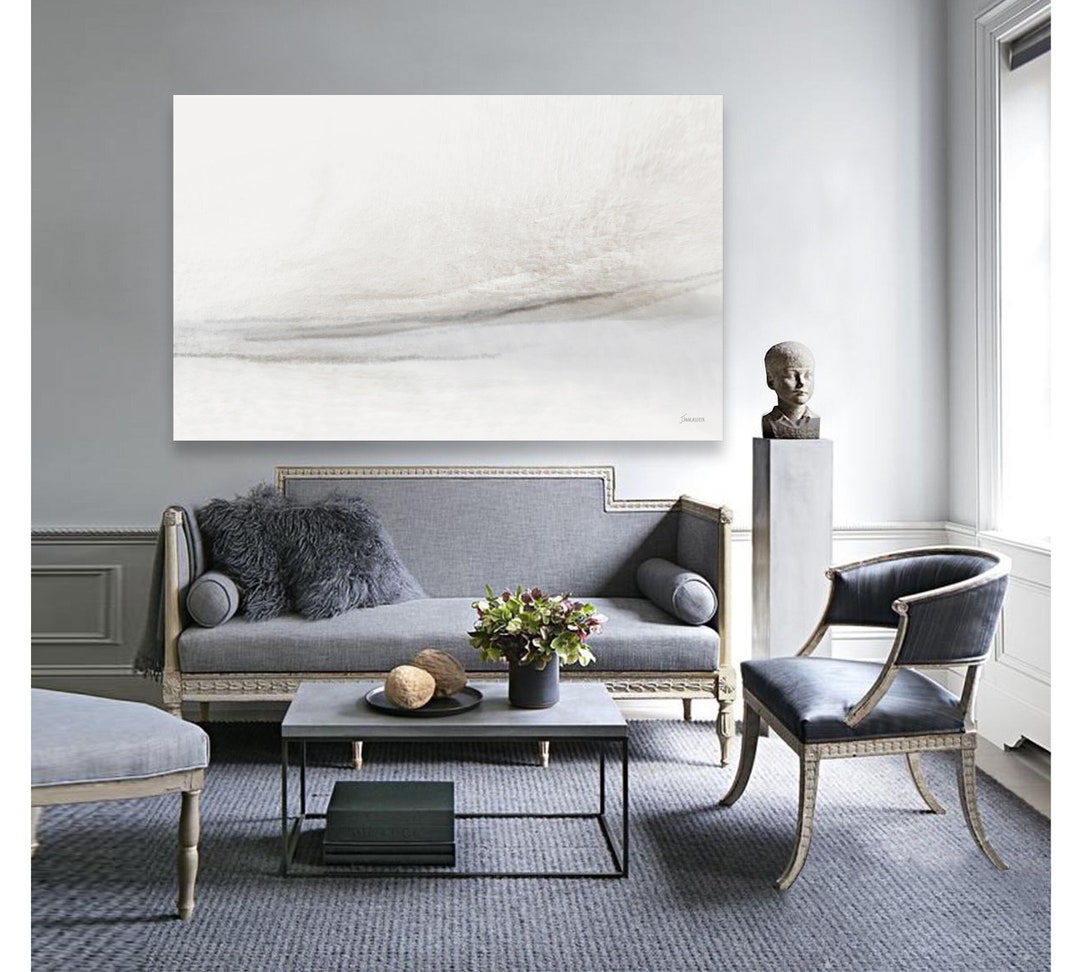 Abstract Ocean Paintingcalm,neutral,blue,white,gray,wall Artoriginal