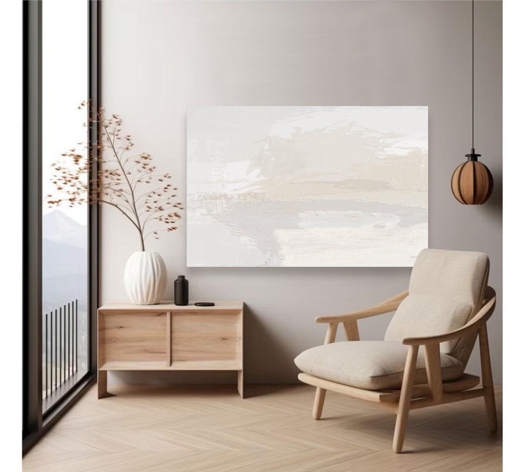 Oversized Beige Abstract Canvas Print: Modern Minimalist Wall Art ...