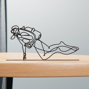 Scuba Diver, Minimalist Art Sculpture, Underwater Diving Customized