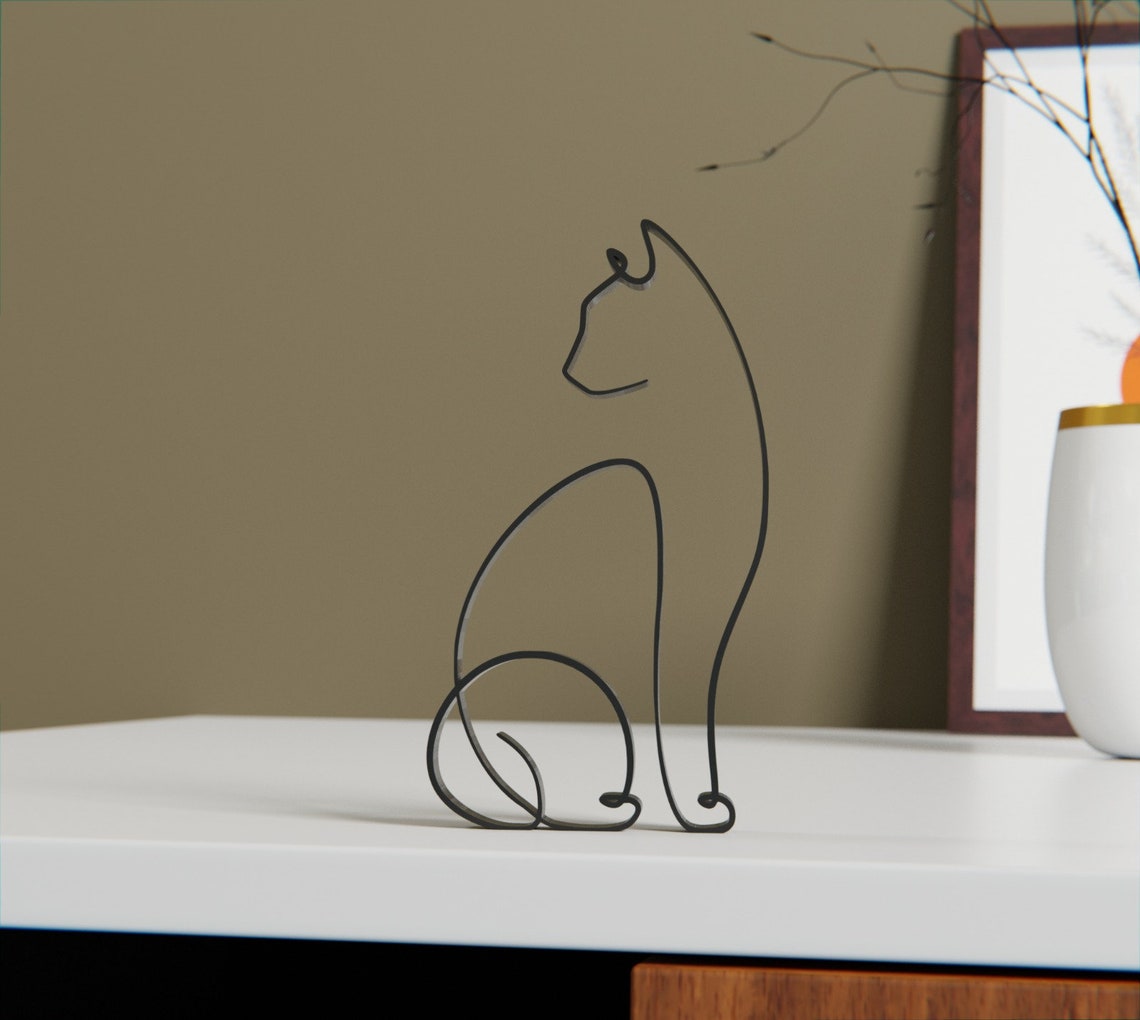 Cat 02 Minimalist Art Sculpture Animal Gift Idea3d Printed - Etsy
