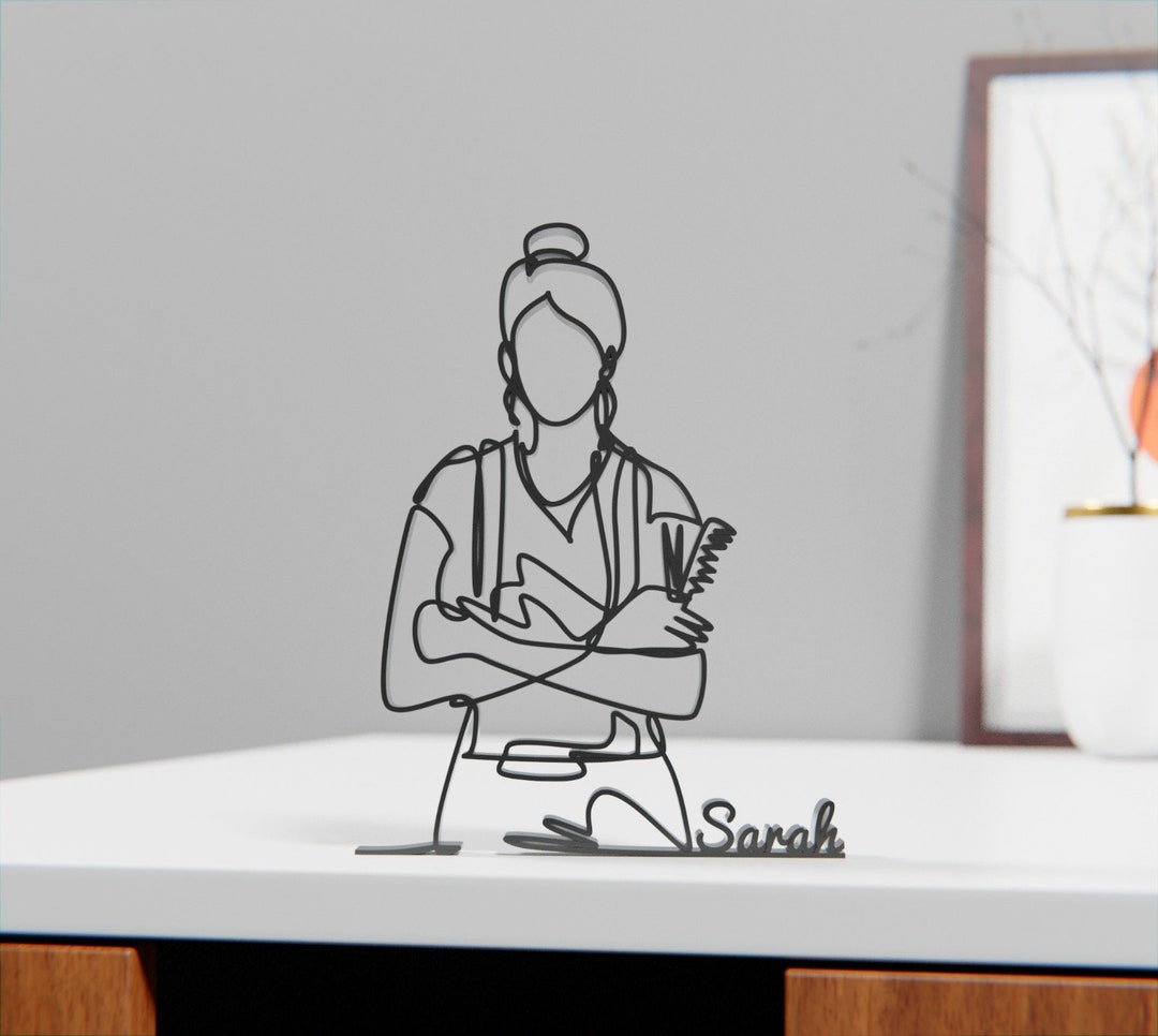 Hairdresser, Minimalist Art Sculpture, Coiffeur Customized Gift Idea
