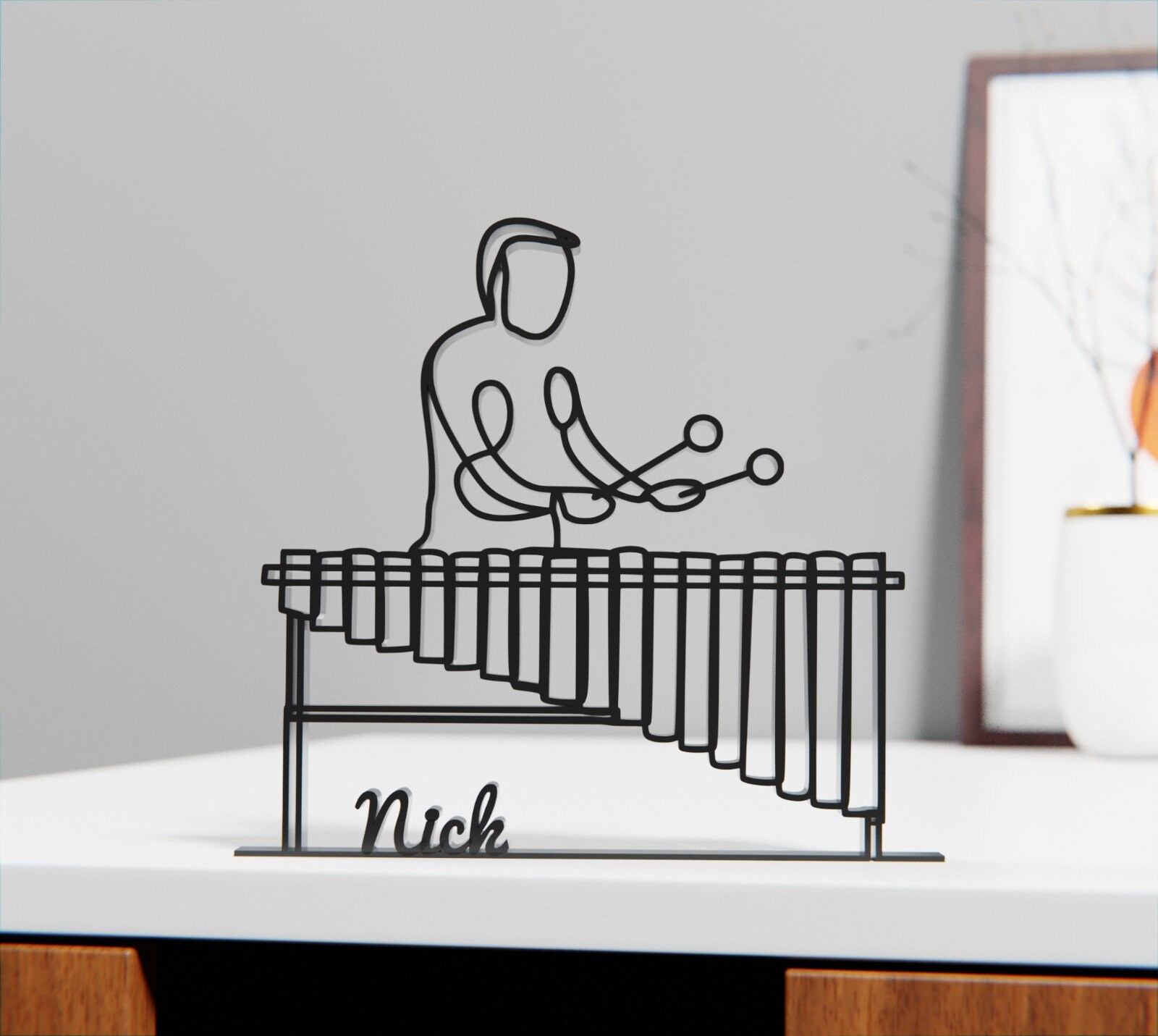 Marimba Player Minimalist Art Sculpture Customized Musician Etsy