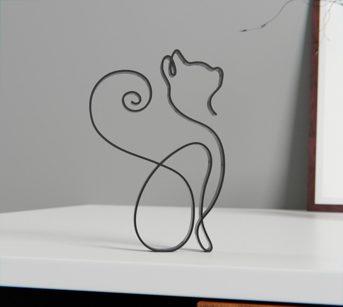 Cat 03 Minimalist Art Sculpture Animal Gift Idea3d Printed - Etsy