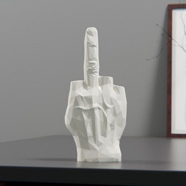 Statue géante du majeur | AIMER. Dito Cattelan Low Poly Version // 6,8,10,12 pouces de hauteur en option // Statue imprimée en 3D