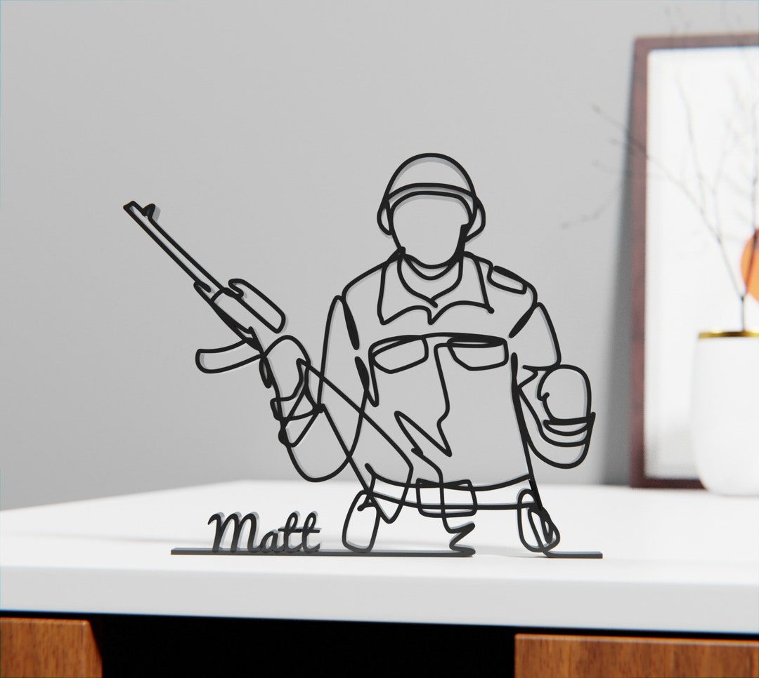 Soldier, Minimalist Art Sculpture, US Army Customized Gift Idea, 3D