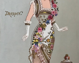 Antique Fashion Print ‘Dresden’ Fancy Dress 1879