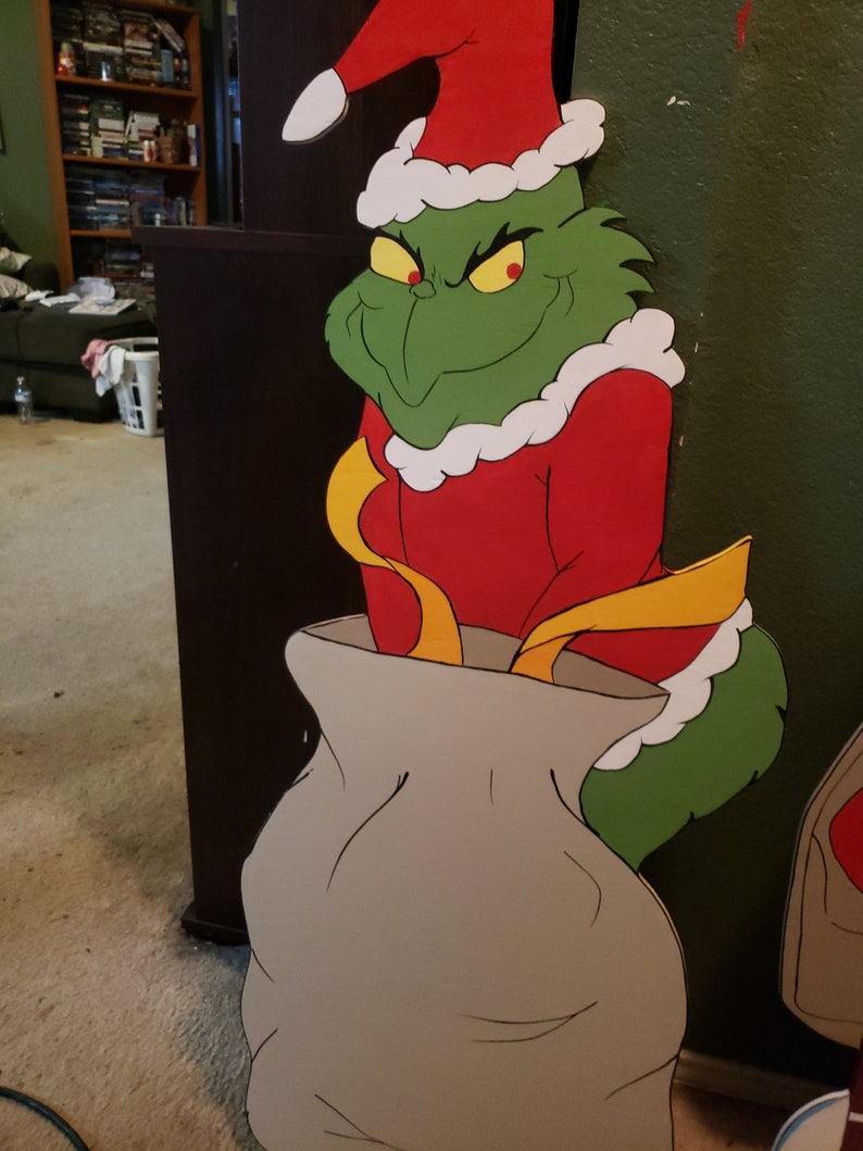 Grinch Stealing Presents Wood Cut Out | Etsy