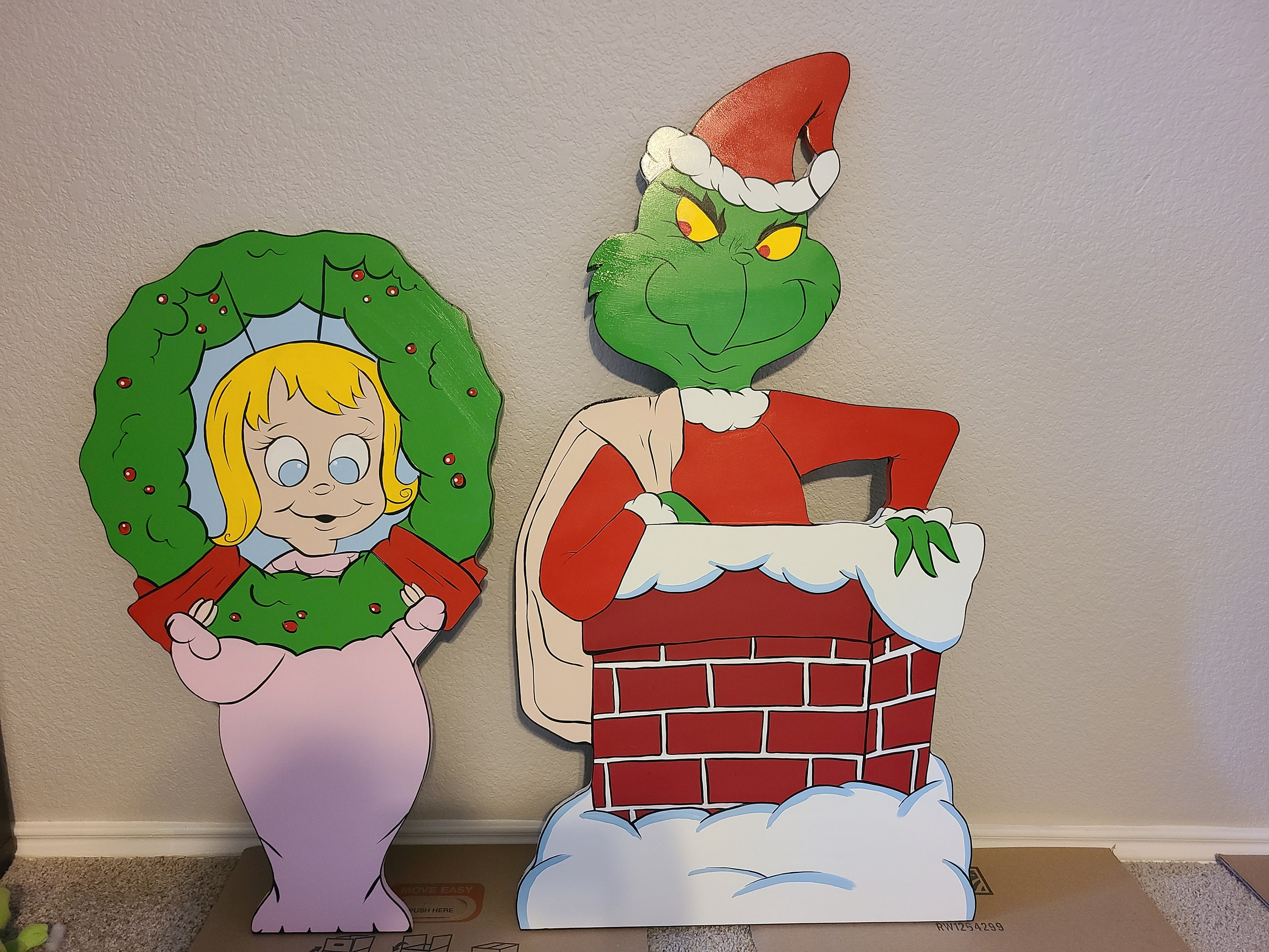 Chimney Grinch Max and Cindy Lou Who With Wreath | Etsy
