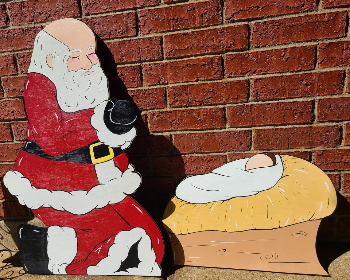 Kneeling Santa Yard Art Etsy