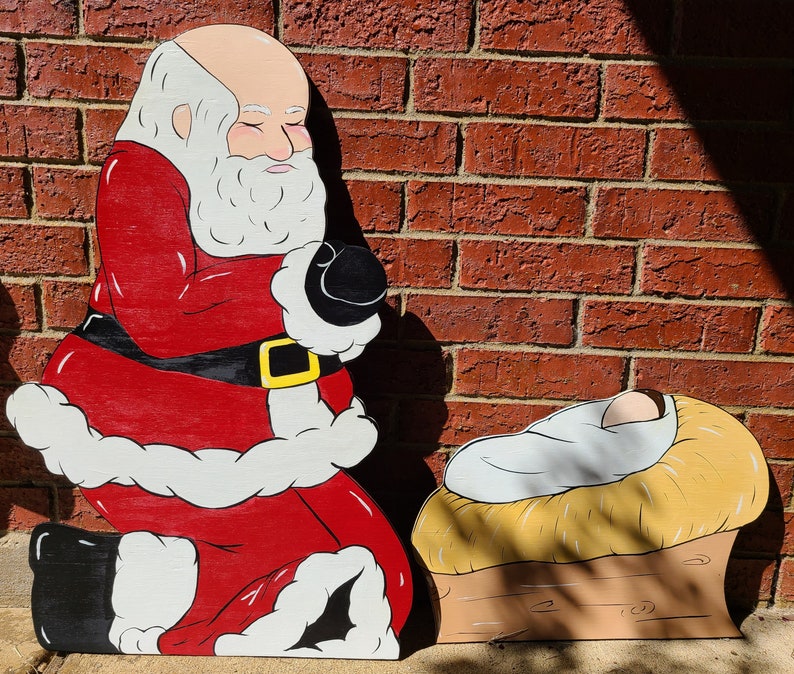 Kneeling Santa Yard Art Etsy