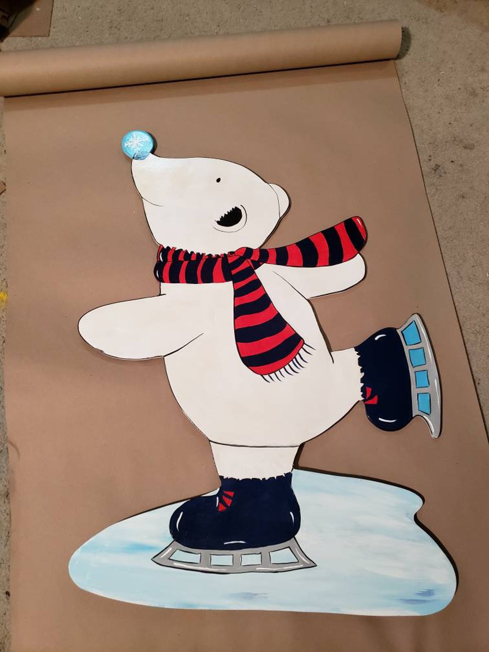 3 Ft Polar Bear Ice Skating Etsy