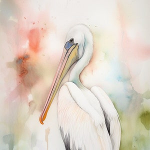 Watercolor Pelican Printable Wall Art Coastal Decor Pelican Art Coastal Living Pelican Print Beach Lake Art Office or Nursery Art