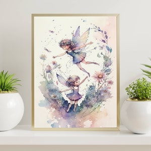 watercolor-flowers-and-fairies-wall-art-fairies-and-wildflowers-home