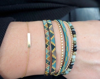 Miyuki beaded bracelet triangle pattern - bohemian bracelet - ibiza style bracelet - layering bracelet miyuki beads - beadloom bracelet