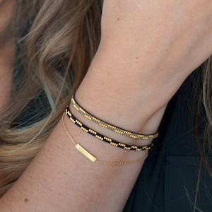 Bracelet tissage Miyuki fin avec perles dorées - bracelet Miyuki - bracelet perlé - bracelet personnalisé - bracelet perlé doré