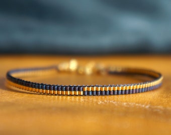 Dainty Miyuki beaded bracelet - beadloom bracelet miyuki delica - gold beaded bracelet - layering bracelet gold - boho bracelet
