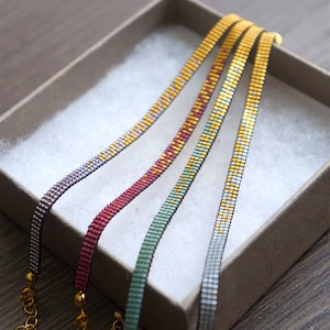 Gradient ombre bracelet with gold Miyuki delica beads - Miyuki beaded bracelet - beadloom bracelet - personalized gift bracelet