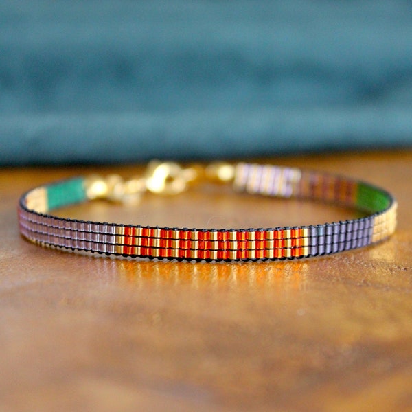 Miyuki beaded bracelet multicolor - beadloom bracelet miyuki beads - rainbow bracelet - gold beaded bracelet - ibiza style