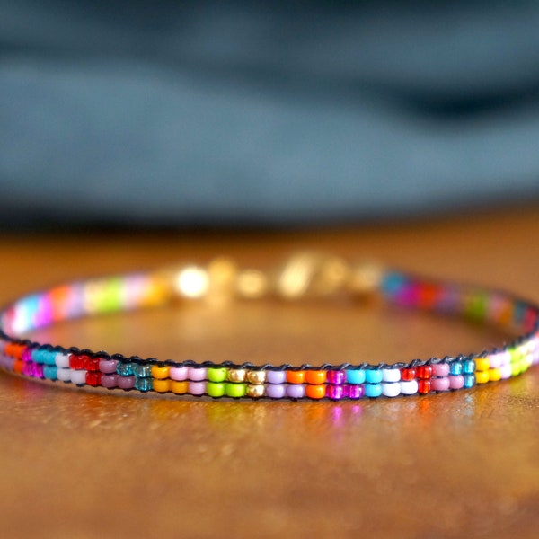 Multicolor Miyuki bracelet - Miyuki rocailles beaded bracelet - beadloom bracelet boho - dainty beaded bracelet - ibiza style bracelet