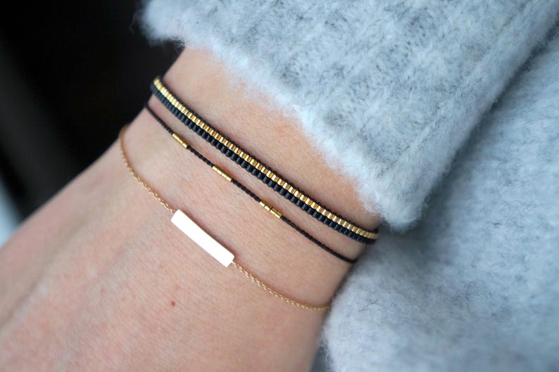 Dainty Silk Cord Bracelet Gold Beads Silk Cord Beaded Etsy