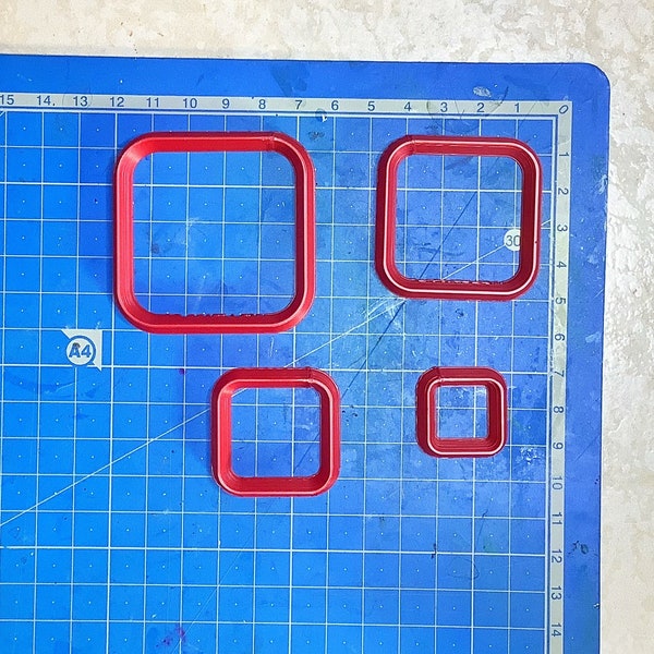 Set Emporte-pièces CARRÉS COINS ARRONDIS pour pâte polymère fabrication de bijoux