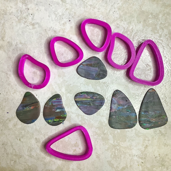 Mirror Pebbles cookie cutters for polymer clay jewelry making