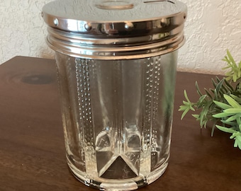 Leinbrock spice container shaker, glass and chrome, Germany, vintage, excellent condition