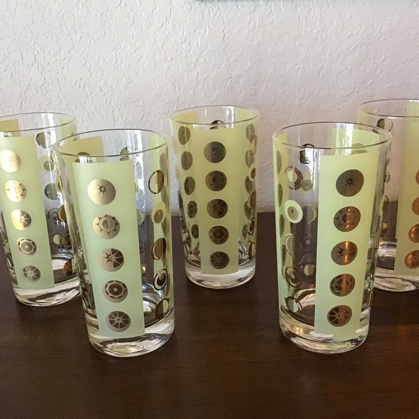 Fred Press MCM Eclipse highball glasses set of 5 vintage