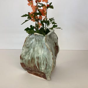 Hand-made organic-style ceramic vase, unsigned