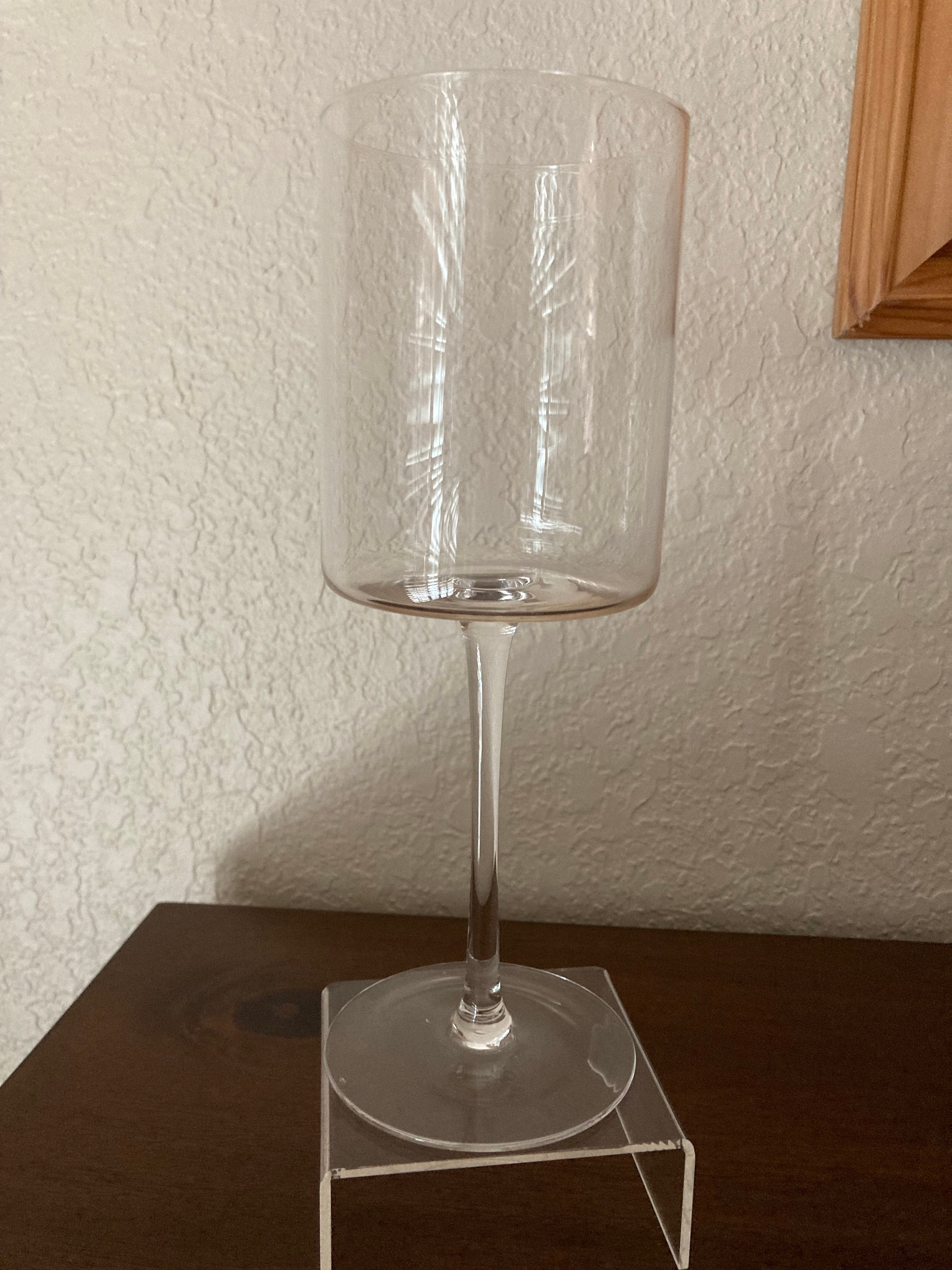 Modern Crystal Straight Sides Flat Bottom Wine Glasses Pair Etsy