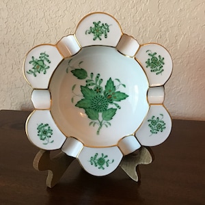 Herend of Hungary Chinese Bouquet green Apponyi ashtray vintage