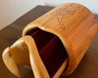 Jewelry box handmade aspen wood log with drawer vintage