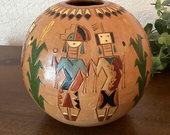 Native American Navajo Yei seed pot, Kenneth White, vintage, excellent condition