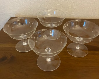 Four Franconia Stella sherbert coupes blown glass tiny cut stars Bavaria vintage