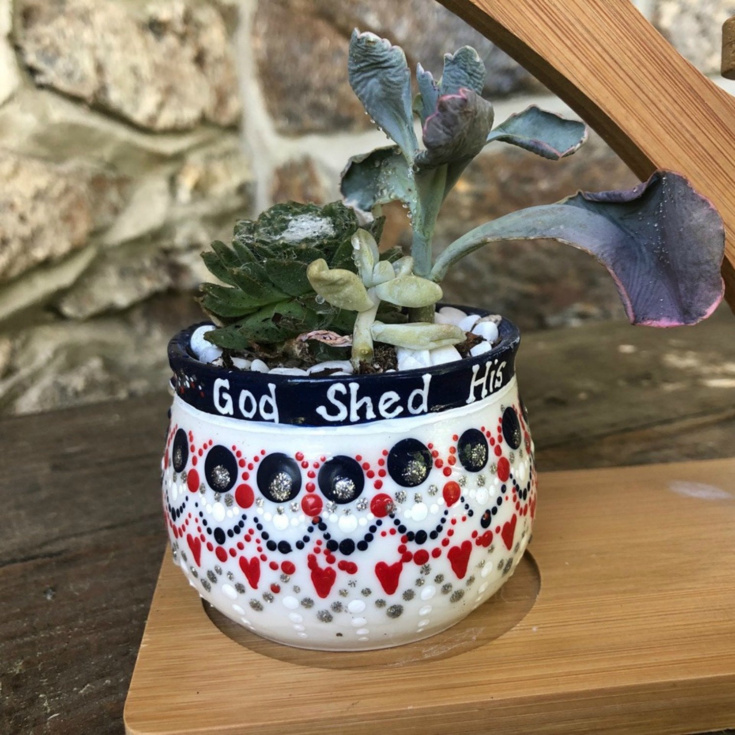 Succulent Planter God Shed His Grace Planter Pot Patriotic Decor