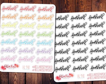 Football Hand Lettering Planner Stickers, Script Stickers, Sports Stickers, BUJO Planner Stickers, Happy Planner Sports Stickers HL148