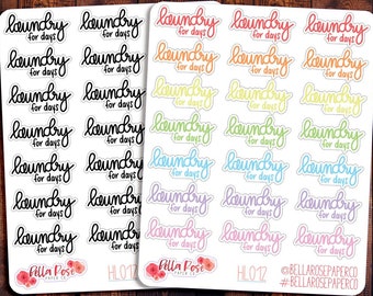 Laundry Hand Lettering Planner Stickers, Laundry Sticker Hand Drawn Sticker, Inspired By Erin Condren Planner Stickers Hobonichi HL012