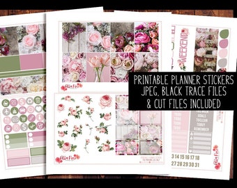 Vintage Floral Photo Kit PRINTABLE Planner Stickers | Planner Stickers, Digital, for use in Erin Condren Planners, Happy Planner Stickers