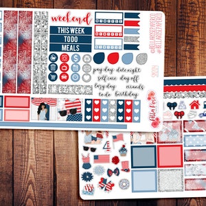4 juillet Hobonichi semaines planificateur autocollant Kit, pour une utilisation dans les planificateurs Hobonichi, Stickers Hobonichi Kit d’été américain planificateur autocollant SM204