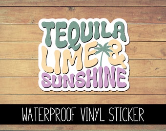 Tequila, Lime & Sunshine Vinyl Waterproof Sticker, Yeti Decal, Summer Decal, Car Decal, Laptop Decal, Window Decal, Custom Decal, Decal