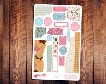 Ice Cream Shop Journaling Planner Stickers, Journaling Sticker, for use in Junk Journals, Planner Stickers Summer Journaling Kit JK030