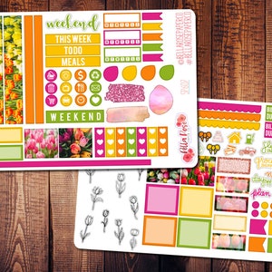 Tulip Flowers Photo Hobonichi Weeks Planner Sticker Kit for use in Hobonichi, Spring Floral Planner Sticker, Hobonichi Planner Kit SP607 image 1