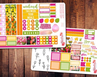 Tulip Flowers Photo Hobonichi Weeks Planner Sticker Kit for use in Hobonichi, Spring Floral Planner Sticker, Hobonichi Planner Kit SP607