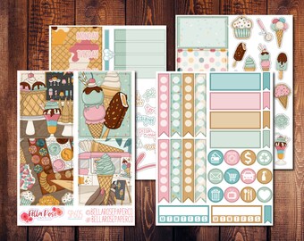 Ice Cream Shop Mini Planner Kit PP Weeks Inspired, Summer Planner Sticker, Happy Planner Sticker, Ice Cream Planner Sticker Weekly Kit SP605