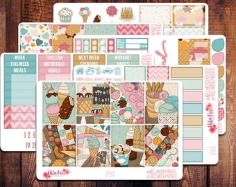 Ice Cream Shop Planner Sticker Kit, for use in Erin Condren Life Planners, Happy Planner Sticker, Summer  Stickers, Ice Cream Stickers SP605