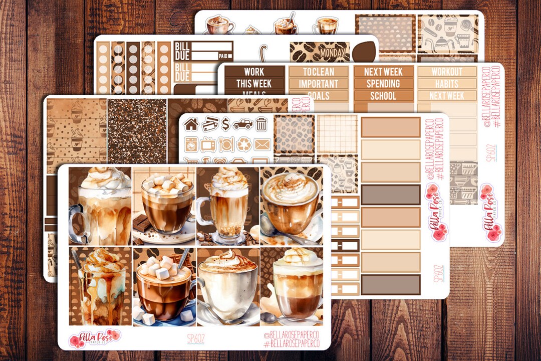 Coffee Shop Planner Sticker Kit, for Use in Erin Condren Life Planners ...