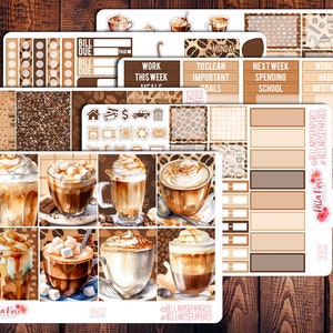 Coffee Shop Planner Sticker Kit, for use in Erin Condren Life Planners, Happy Planner Sticker, Cozy Coffee Stickers, Spring Stickers SP602